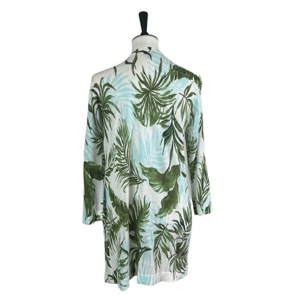 Roz & Ali Dressbarn Long Sweater Cardigan Lightweight Green Tropical Size Large - Picture 4 of 10